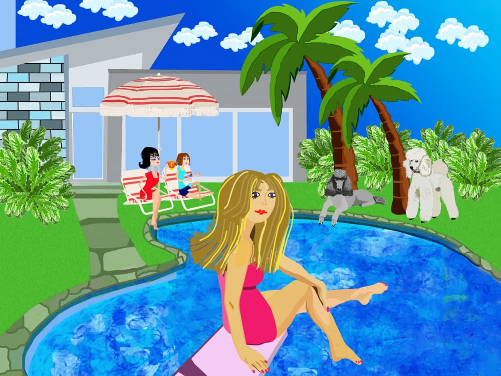 Summer Poolside Glamour by Lynnda Rakos — canvas wall art