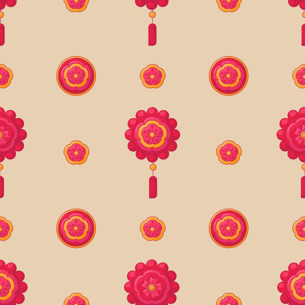 Festive Asian Floral Pattern by Marika Barsrsind β canvas wall art