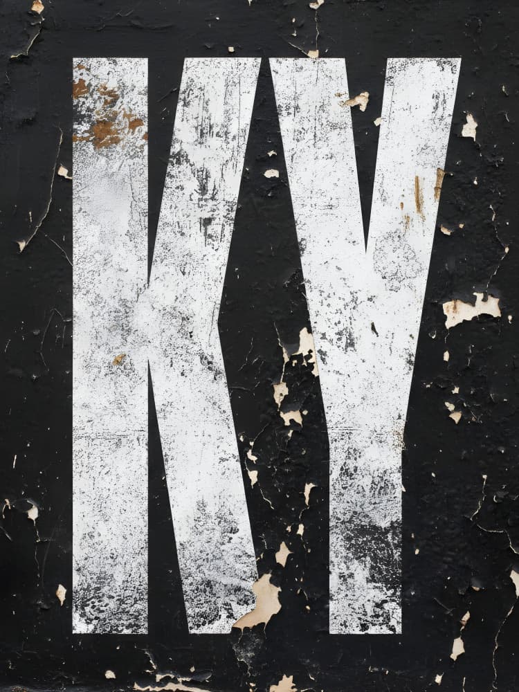 Distressed KY Letters by HUGO — canvas wall art