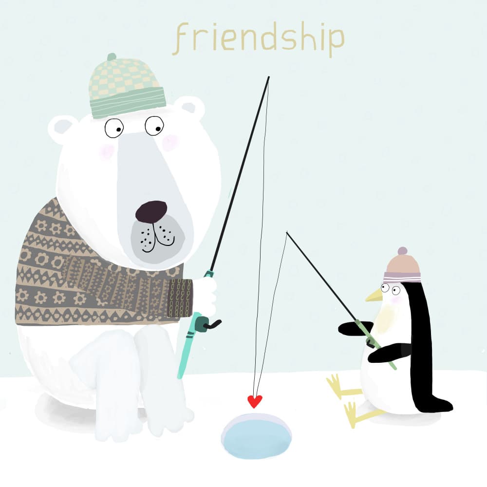 Polar Bear Penguin Friendship by Carla Daly — canvas wall art
