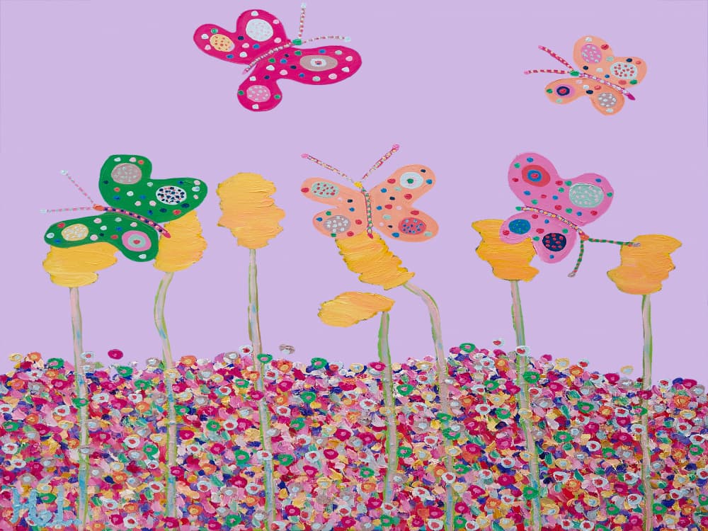 Whimsical Butterfly Garden by Helen Joynson — canvas wall art