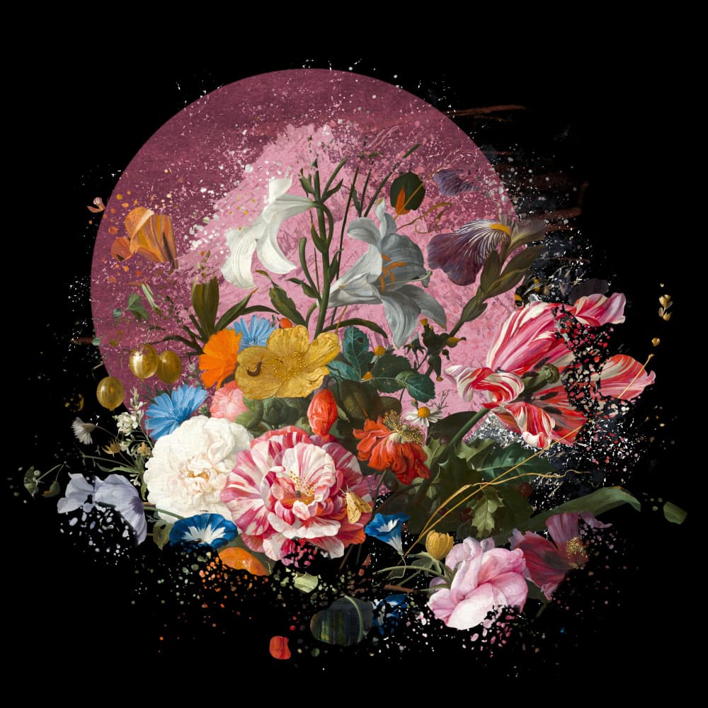 Vibrant Floral Circle by Marja van den Hurk — canvas wall art