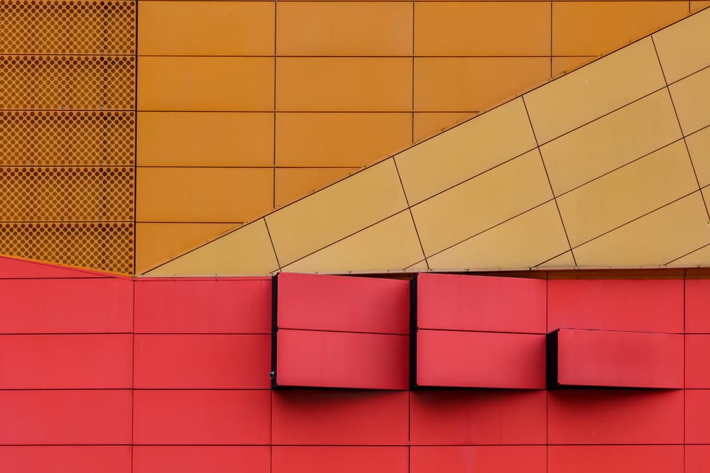 Vibrant Geometric Facade by Theo Luycx — canvas wall art