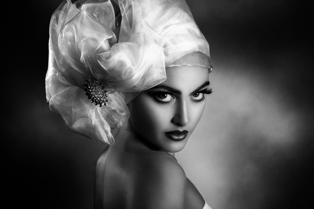 Elegant Headwrap Portrait by Peppe Tambè — canvas wall art