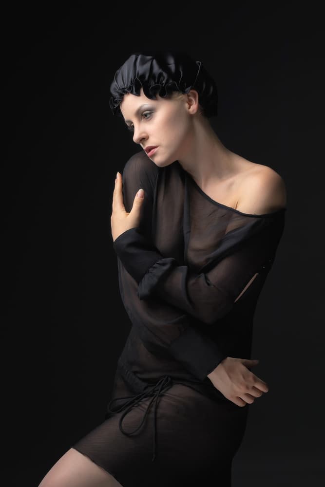 Woman in Black Sheer by Jan Slotboom — canvas wall art