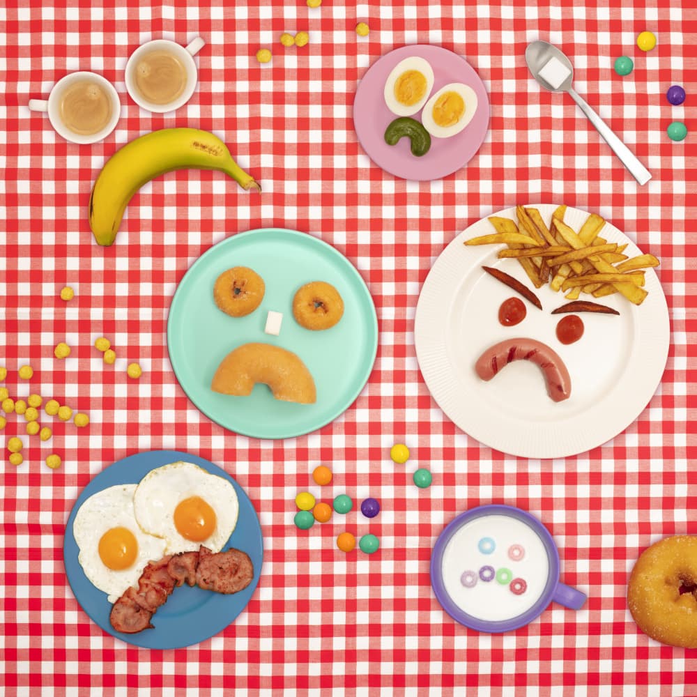 Playful Breakfast Faces by Julia Ramiro — canvas wall art