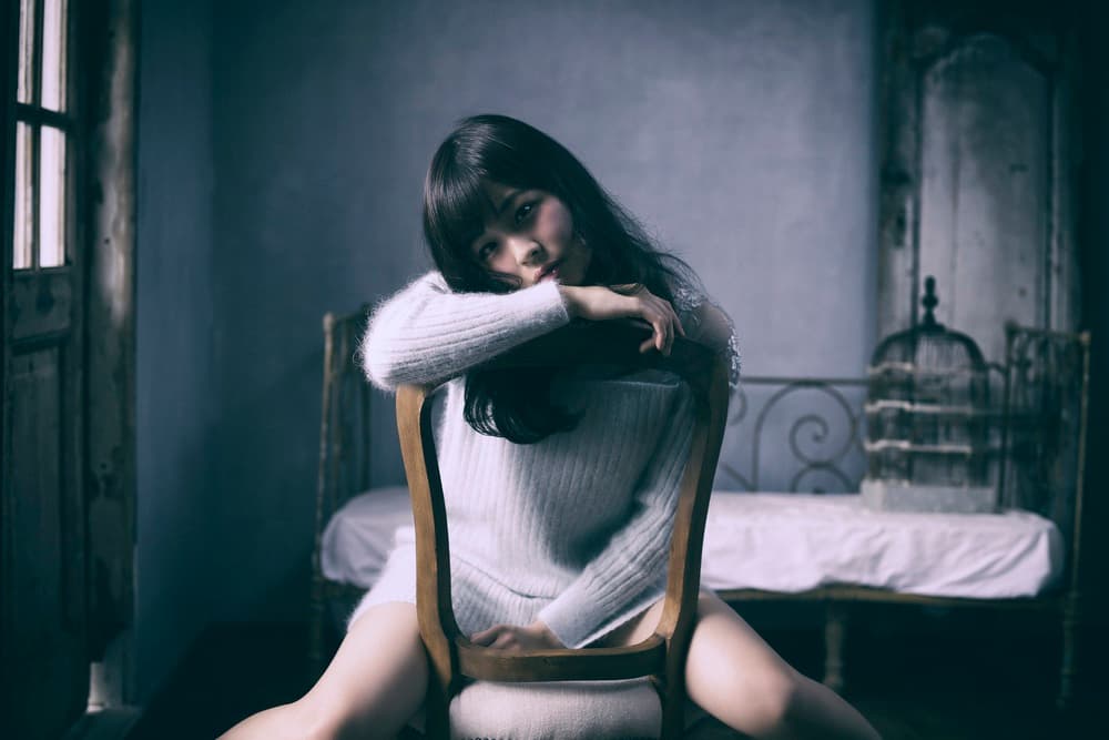 Pensive Woman In Sweater by 7 Flavor C/P — canvas wall art