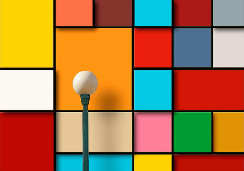 Colorful Geometric Lamppost by Alfonso Novillo — canvas wall art