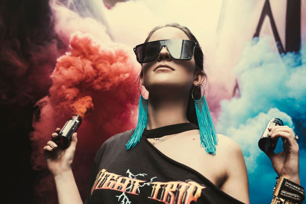 Vibrant Smoke Portrait by Carmit Rozenzvig — canvas wall art