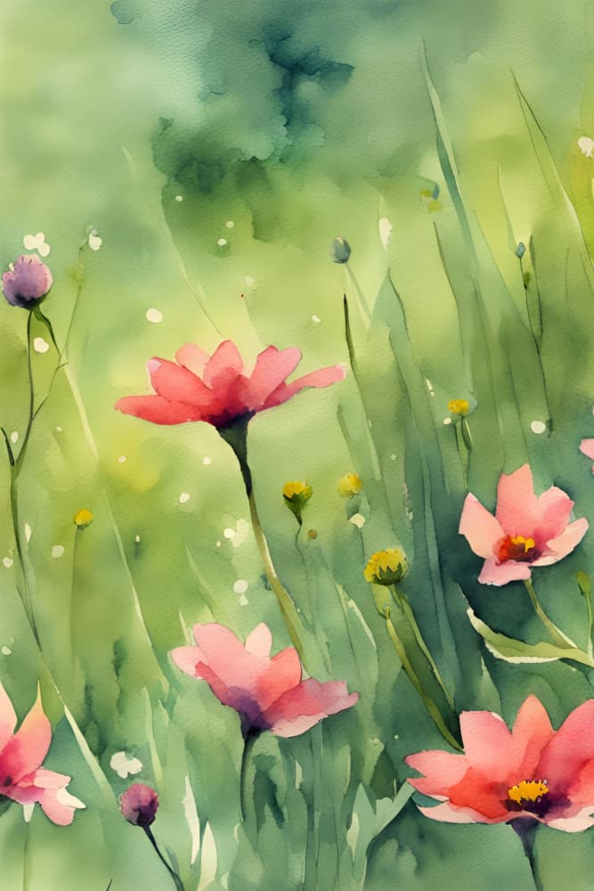 Pink Watercolor Bloom by Ohkimiko — canvas wall art