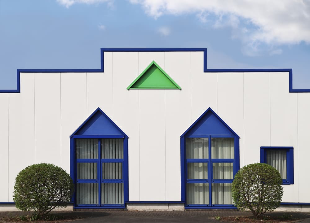 Colorful Geometric Building by Jutta Kerber — canvas wall art