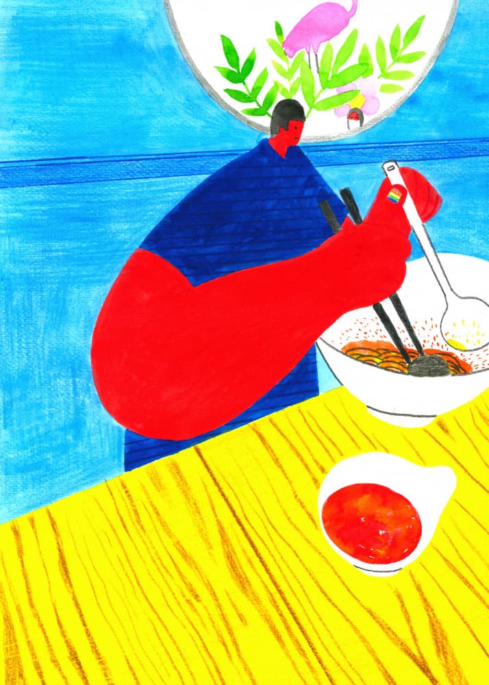 Colorful Noodle Dining by Zhigang Zhang — canvas wall art