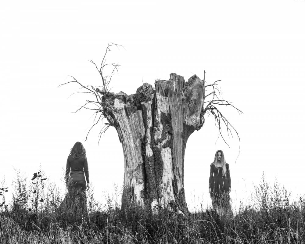 Two Women Old Tree by Leszek Paradowski — canvas wall art
