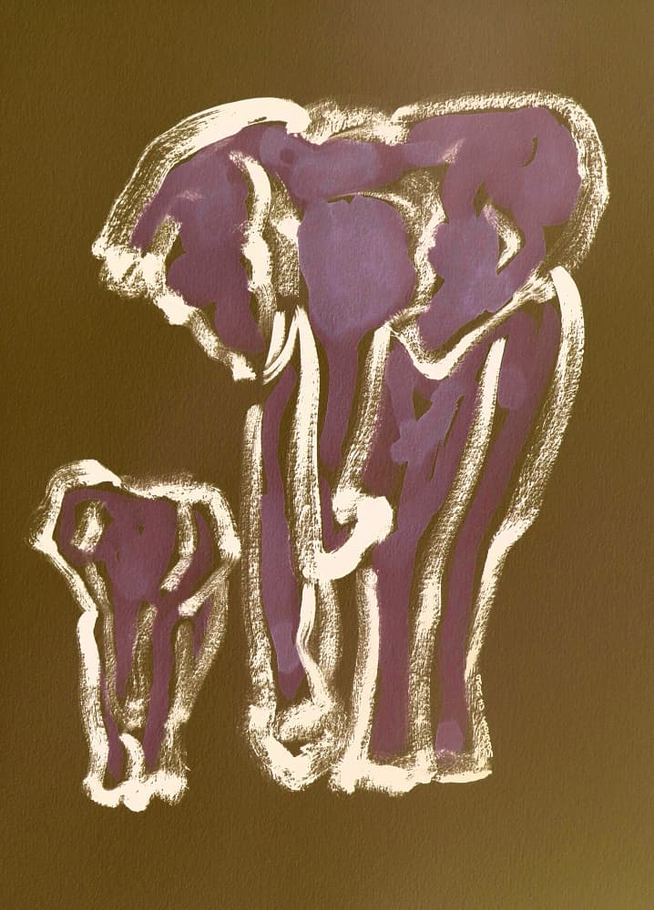Mother Baby Elephants by Santhosh ch — canvas wall art