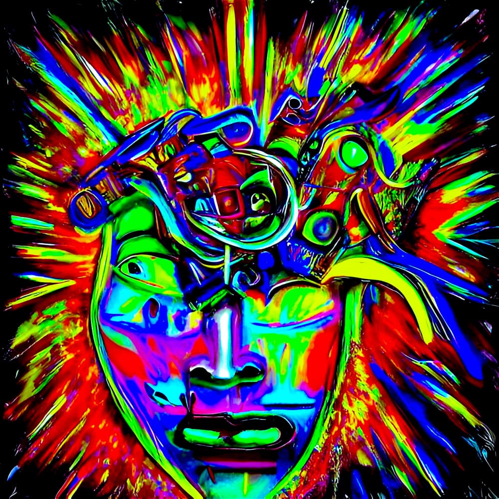 Psychedelic Neon Portrait by mnemonixART — canvas wall art