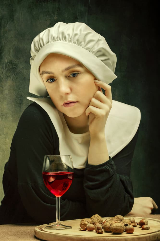 Period Woman With Wine by Ionel Onofras — canvas wall art
