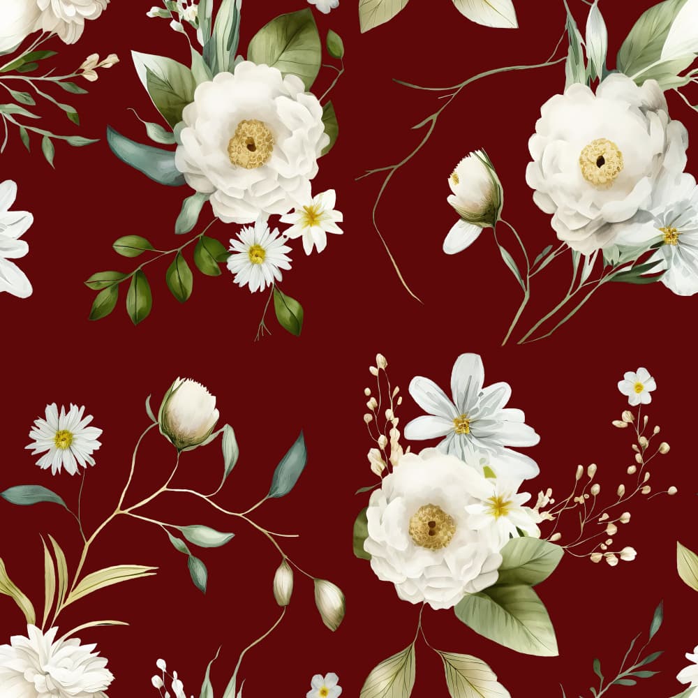 Elegant White Floral Pattern by Bilge Paksoylu — canvas wall art