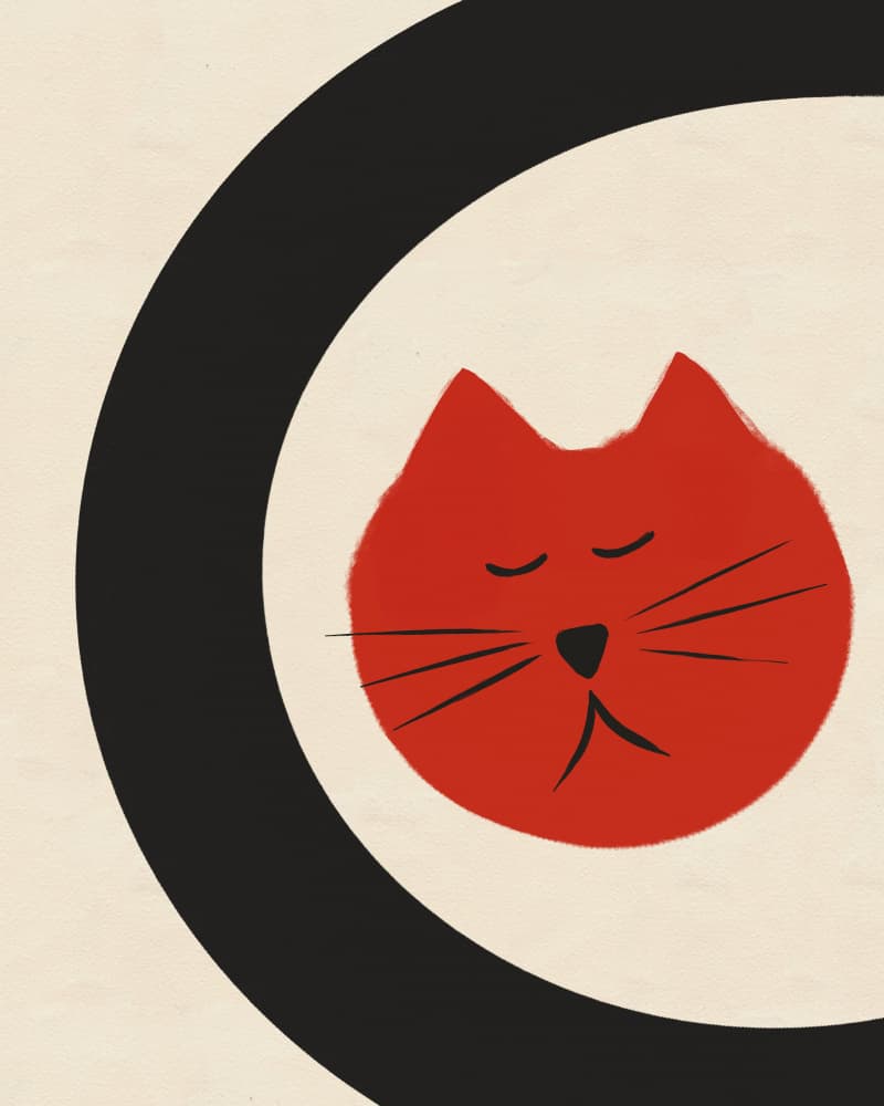 Red Cat In Circle by Deepthi s — canvas wall art
