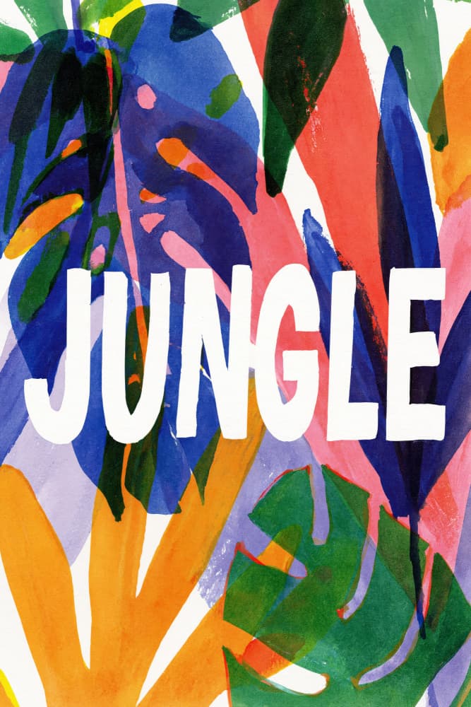 Vibrant Jungle Leaves by Treechild — canvas wall art
