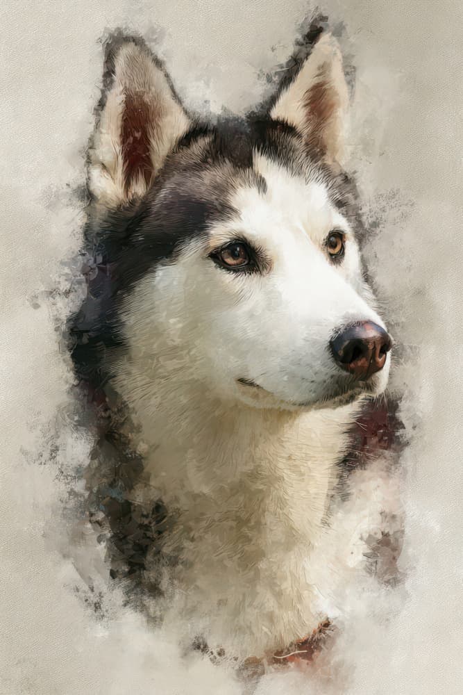 Watercolor Husky Portrait by Rafal Kulik — canvas wall art