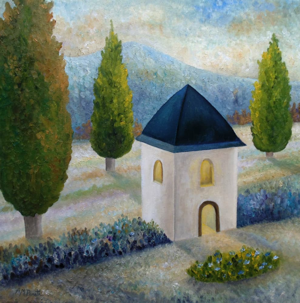 Mountain House Cypress Trees by Angeles M. Pomata — canvas wall art