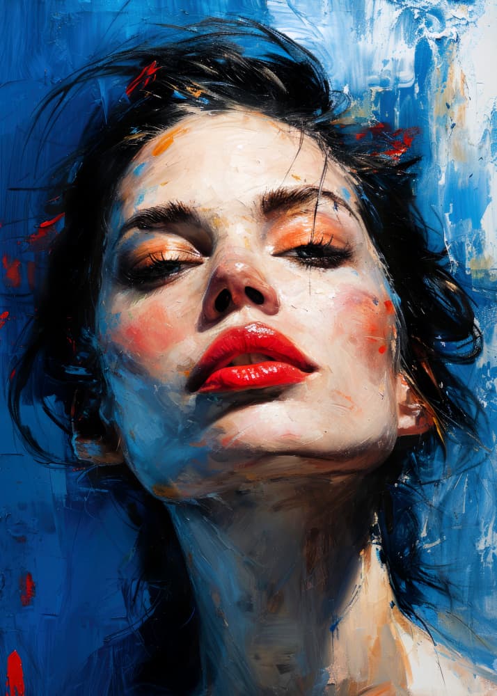 Bold Blue Portrait by Justyna Jaszke — canvas wall art
