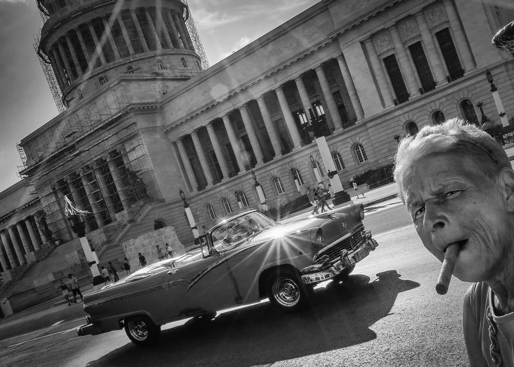 Havana Woman Classic Car by Andy Bauer — canvas wall art