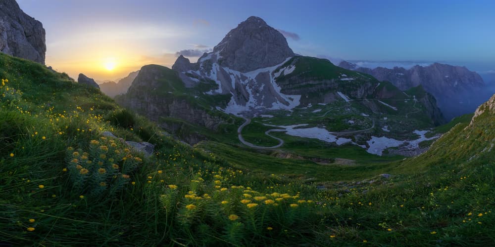 Golden Hour Alpine Valley by Ales Krivec — canvas wall art