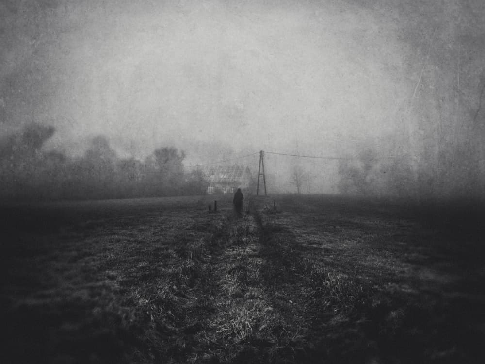 Lone Figure Misty Road by Adam Dauria ☂ — canvas wall art