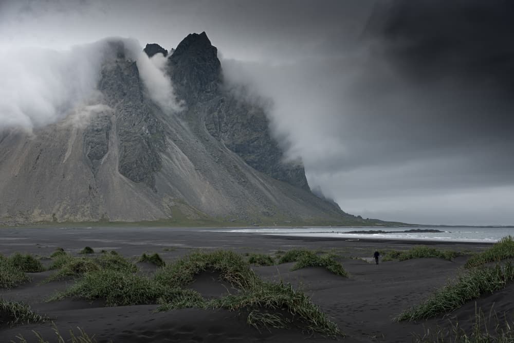 Dramatic Icelandic Mountain Beach by Andrea Auf dem Brinke — canvas wall art