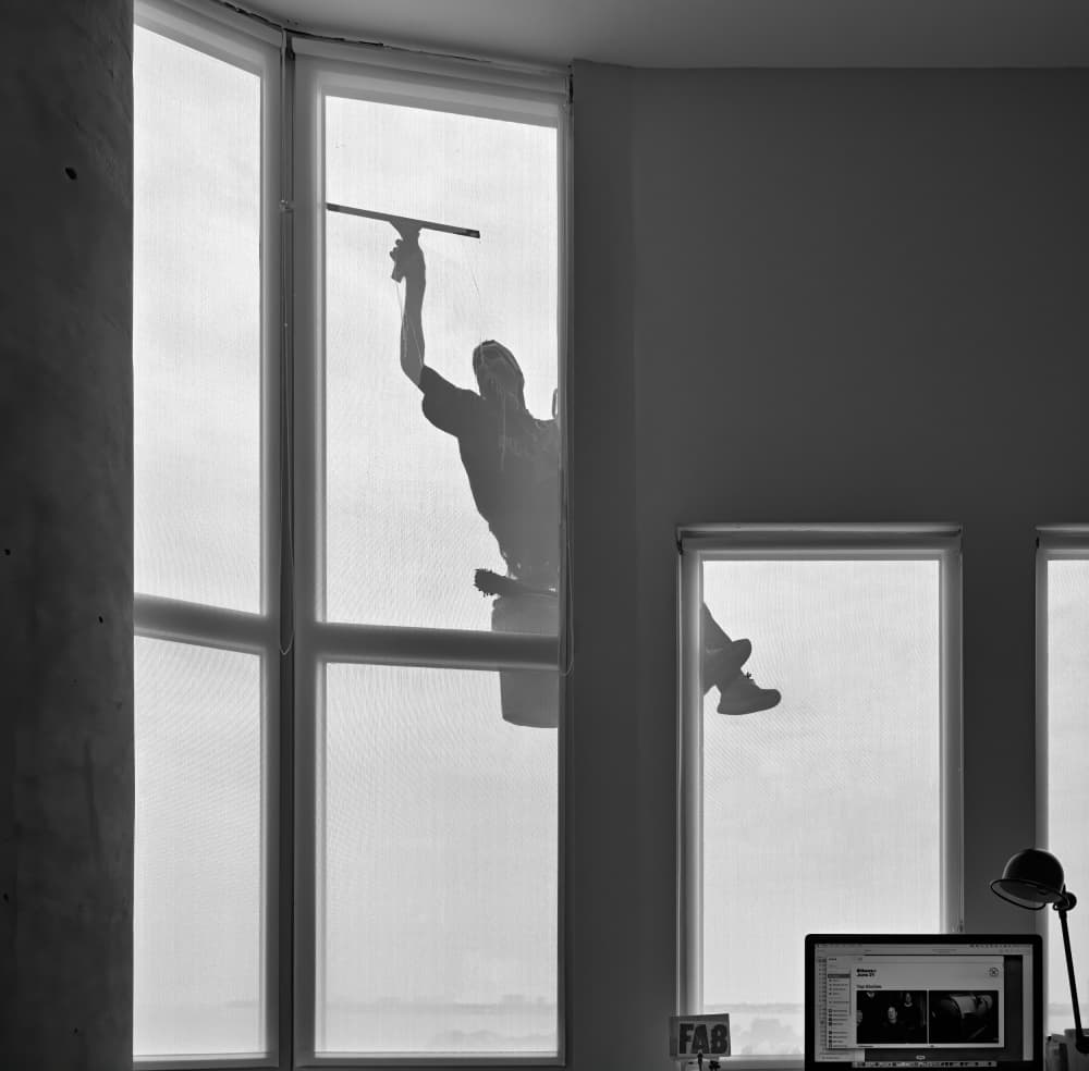 High-Rise Window Cleaner Silhouette by Jane Lyons — canvas wall art