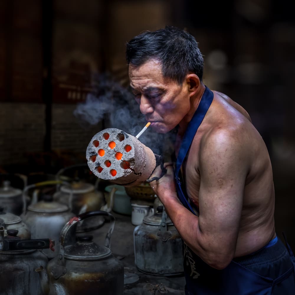Hot Coal Smoker by Irene Wu — canvas wall art