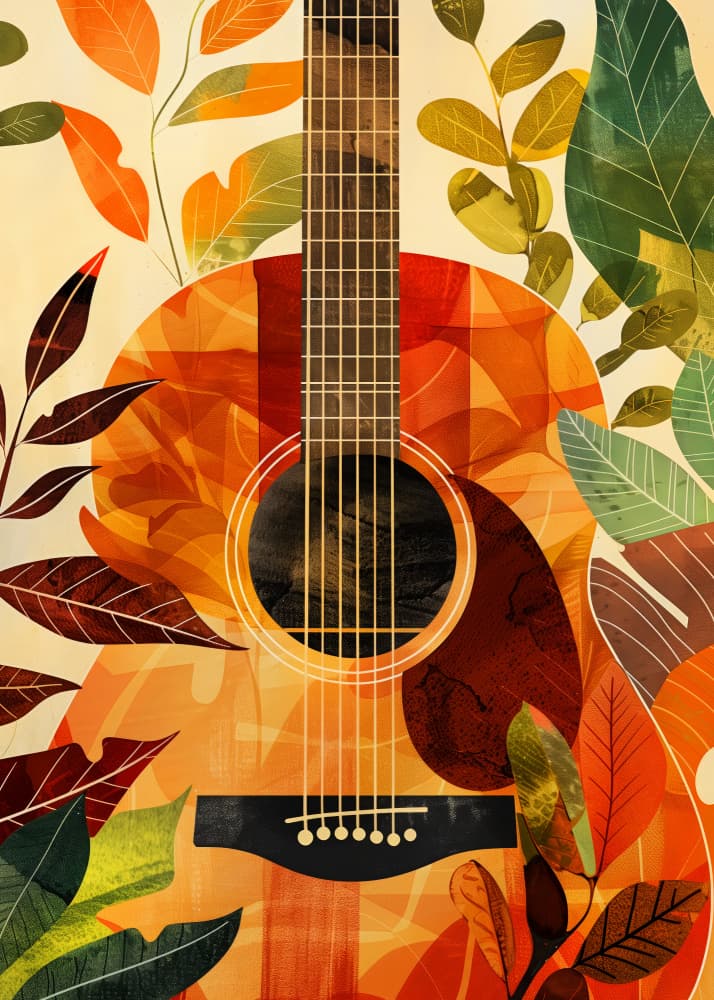 Warm Autumn Guitar by Justyna Jaszke — canvas wall art