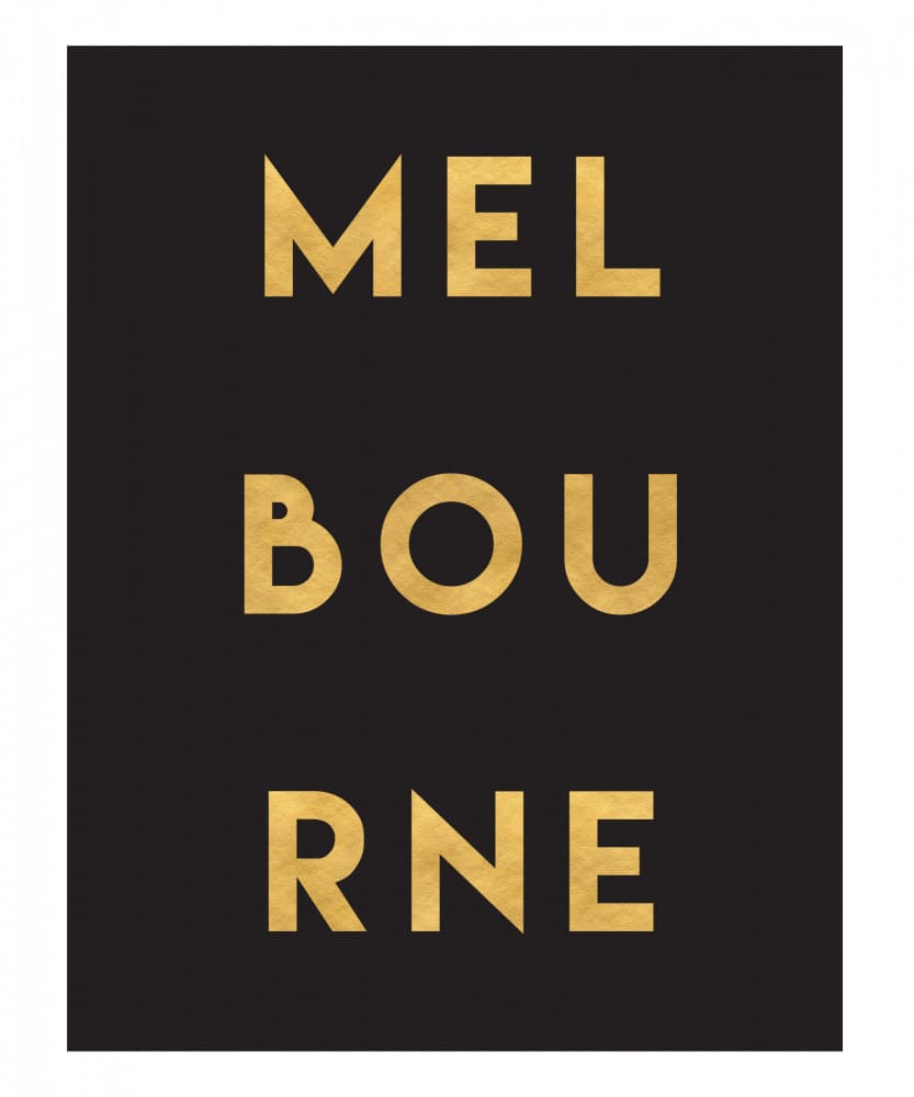 Melbourne Gold Typography by Emiliano Deificus — canvas wall art