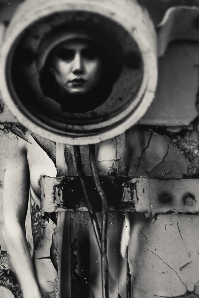Mysterious Industrial Portrait by Bogdan Bouşcă — canvas wall art