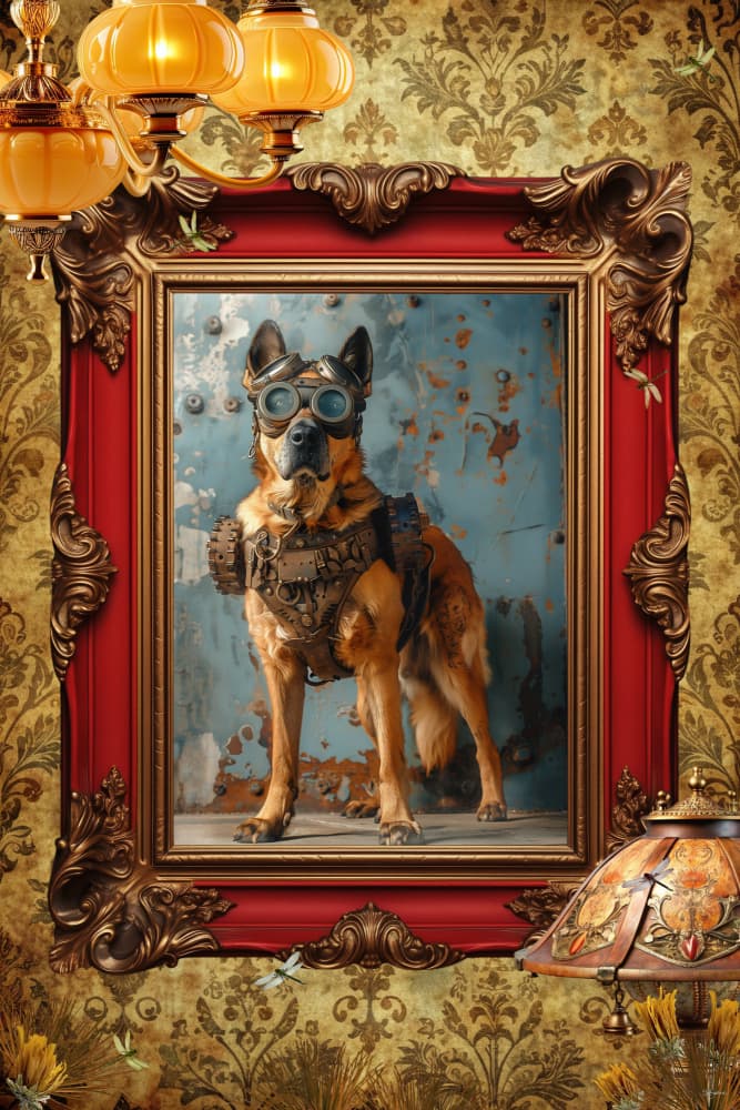 Steampunk German Shepherd by Sue Skellern — canvas wall art