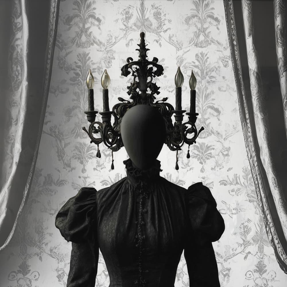 Gothic Chandelier Mannequin by Sue Skellern — canvas wall art