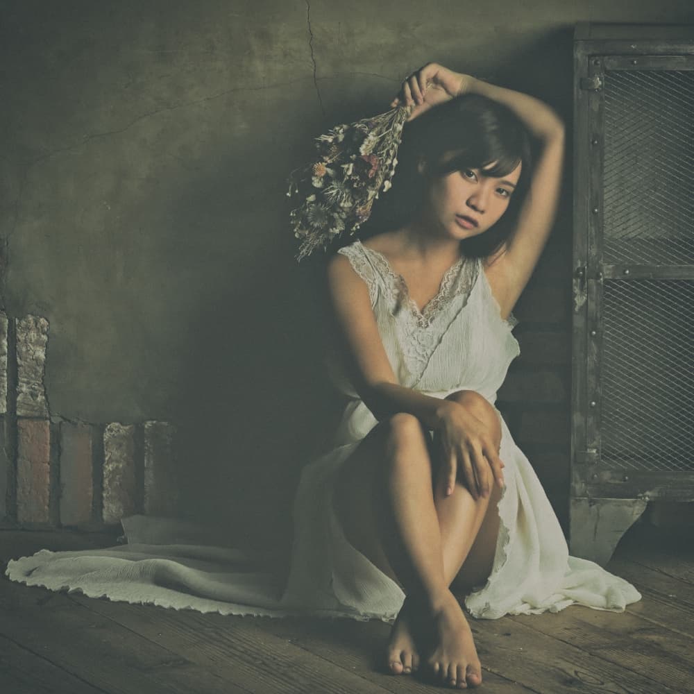 Contemplative Woman with Flowers by Blue_Rose — canvas wall art