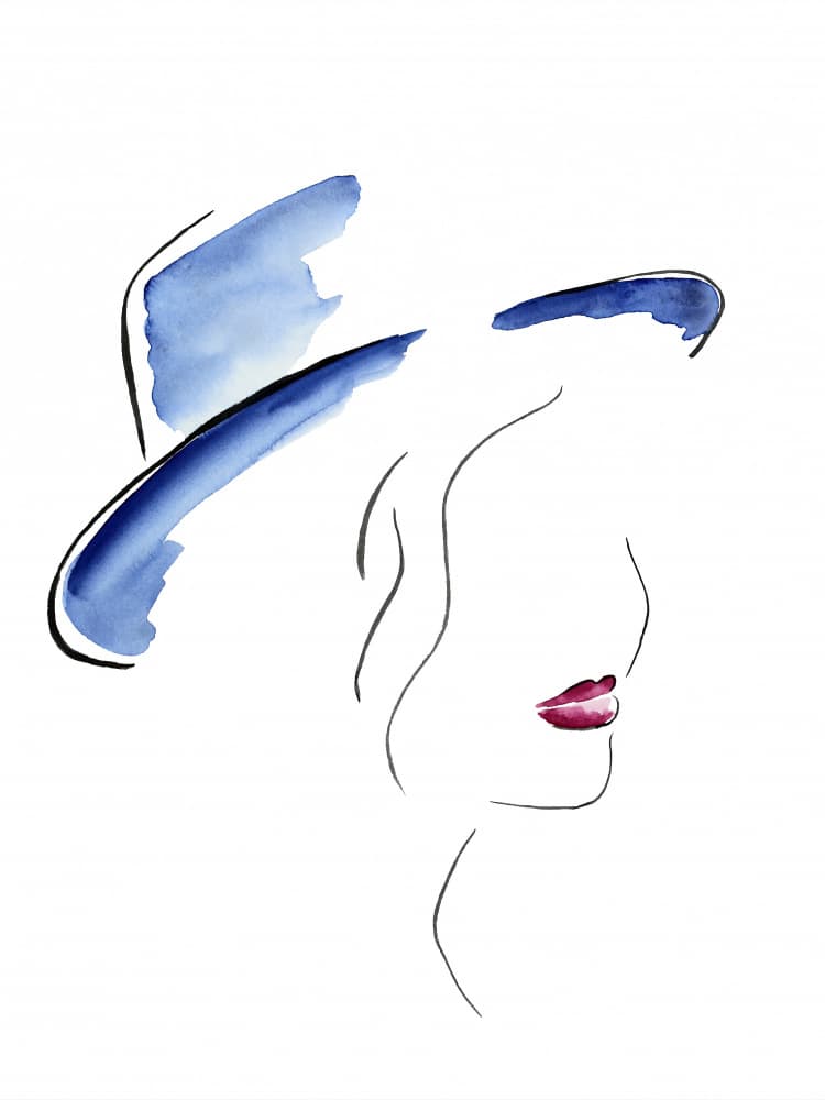 Chic Woman Blue Hat by Natalie Bruns — canvas wall art