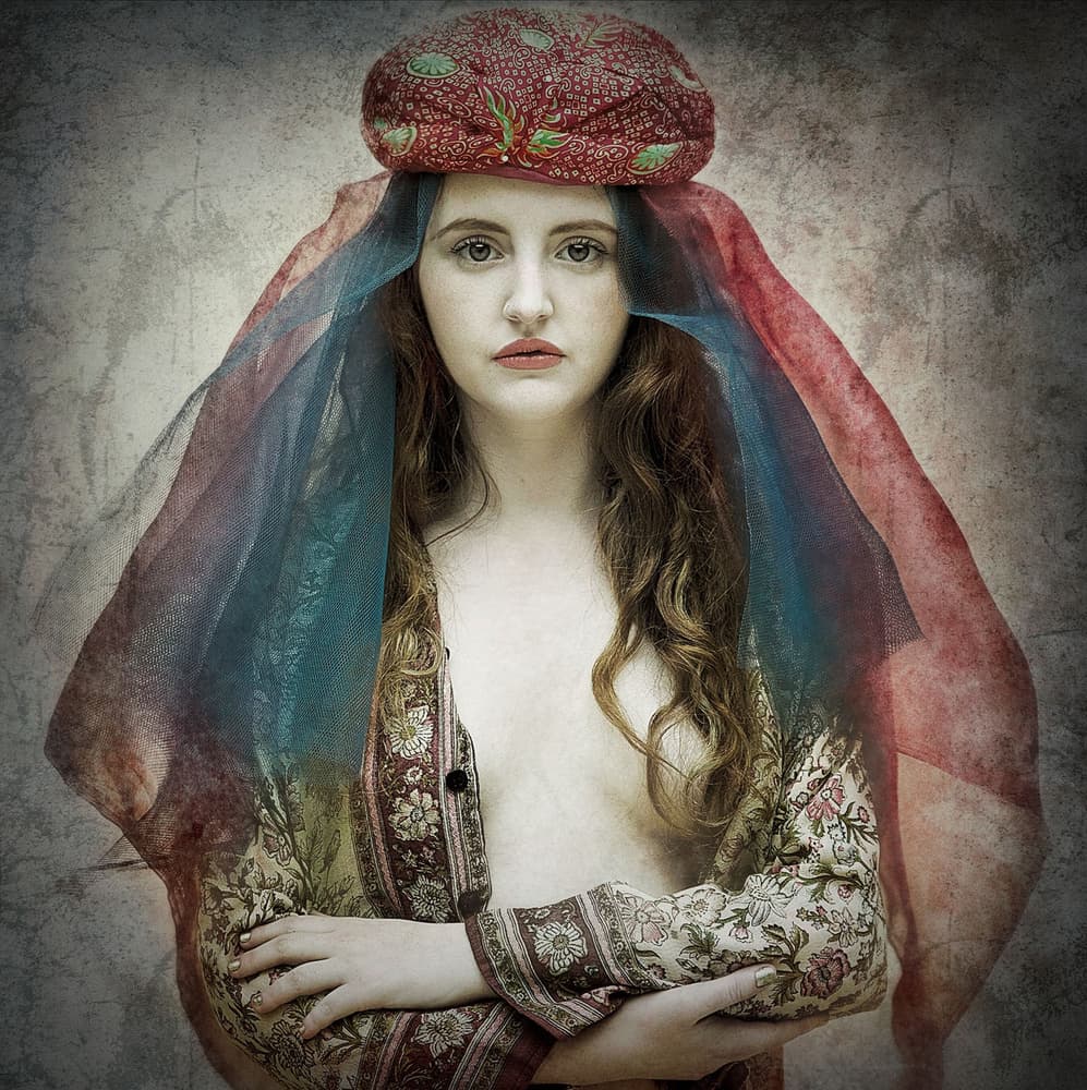 Veiled Bohemian Portrait by kenp — canvas wall art