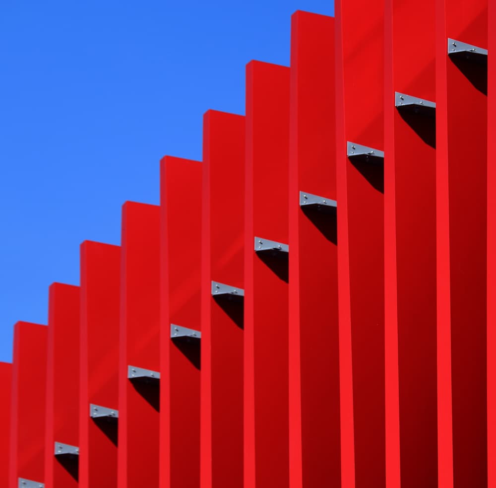 Vibrant Red Architecture by Hans-Wolfgang Hawerkamp — canvas wall art