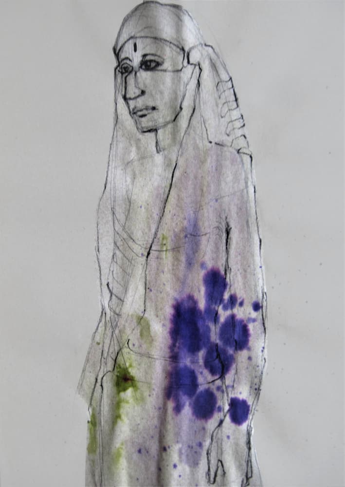 Colorful Ink Portrait by Doris Schmitz — canvas wall art