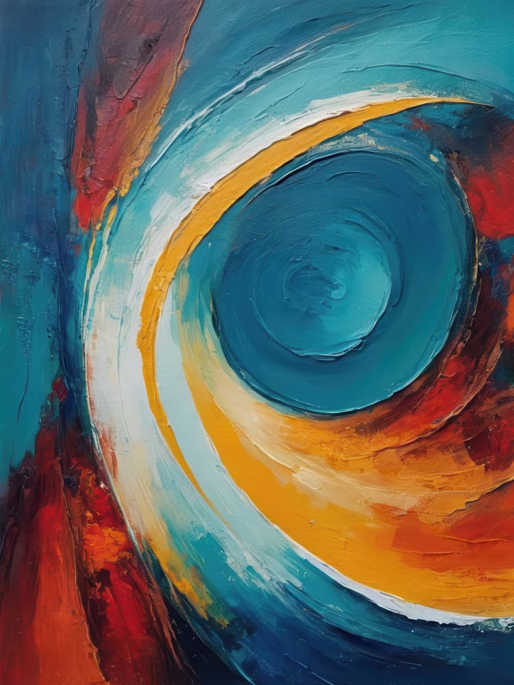 Abstract Blue Orange Swirl by Alpenglow Workshop — canvas wall art