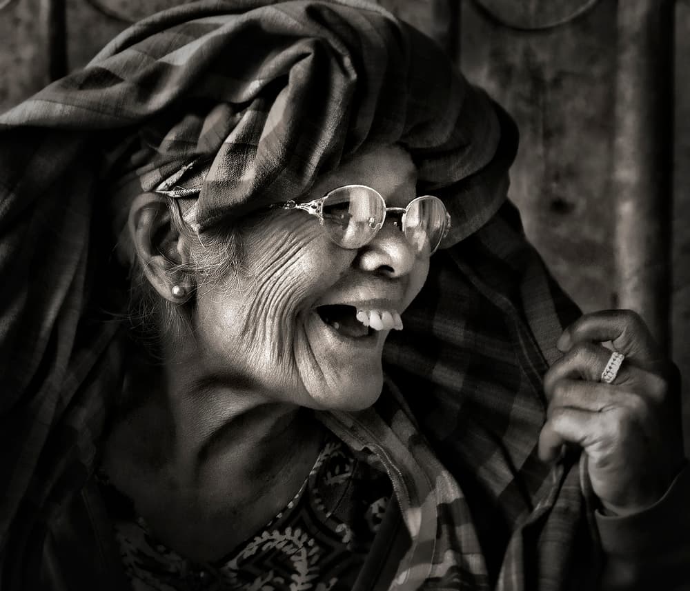 Joyful Elderly Woman by Jan Donckers — canvas wall art