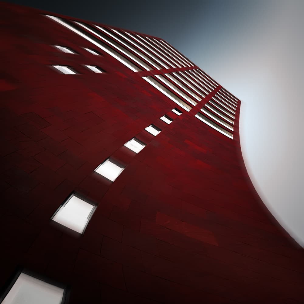 Dynamic Red Architecture by Marc Huybrighs — canvas wall art