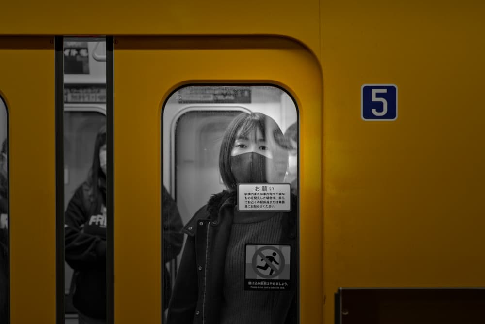 Yellow Train Masked Gaze by moucorn — canvas wall art