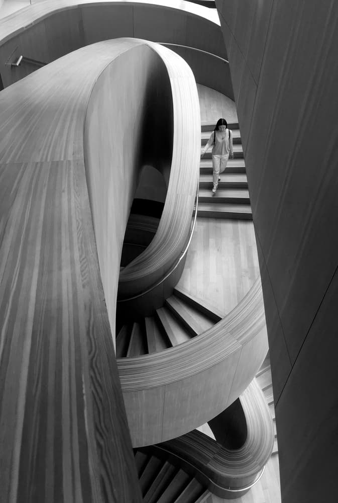 Elegant Staircase Curves by Ivan Huang — canvas wall art