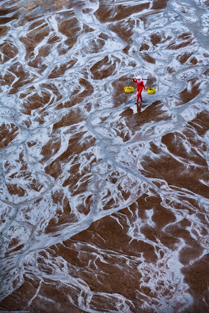 Red Worker Salt Patterns by Songlin Xu — canvas wall art
