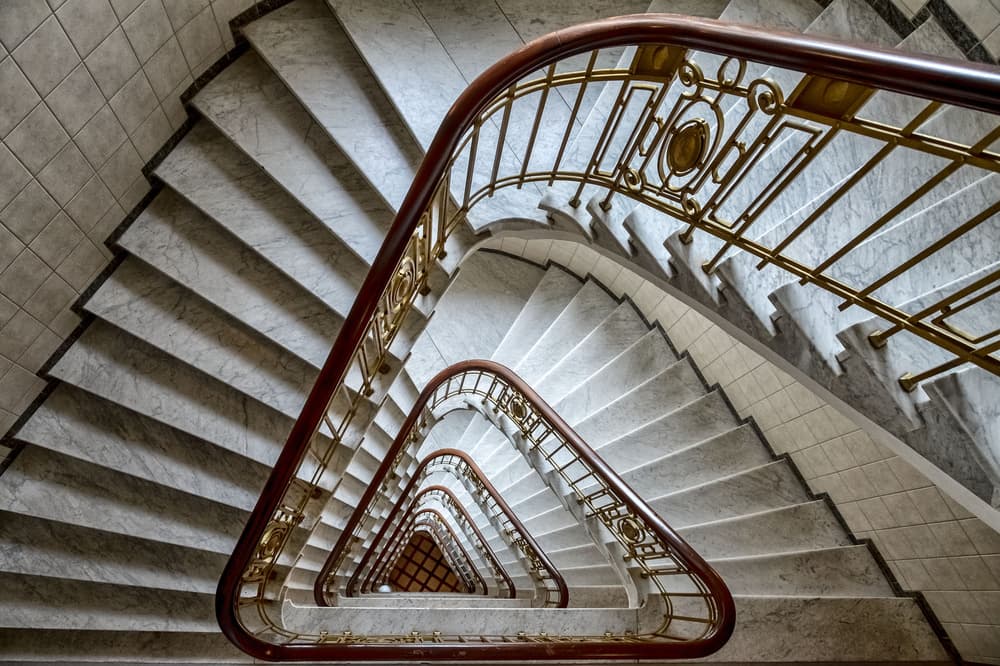 Ornate Triangular Staircase by Renate Reichert — canvas wall art