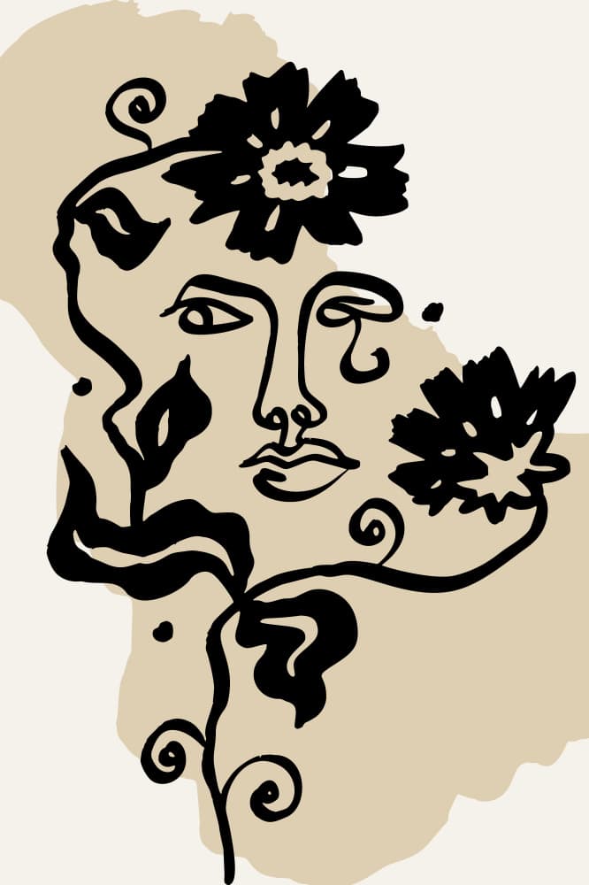 Abstract Floral Face by Anna Rose — canvas wall art